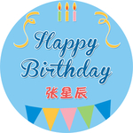 圆形卡通生日贺卡生日海报