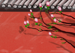 传统建筑墙檐屋檐插画背景