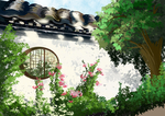 传统建筑墙檐屋檐插画背景