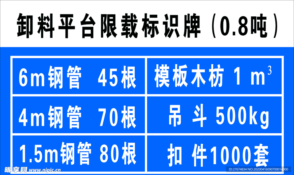 卸料平台限载标识牌