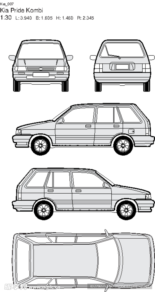 手绘家用轿车