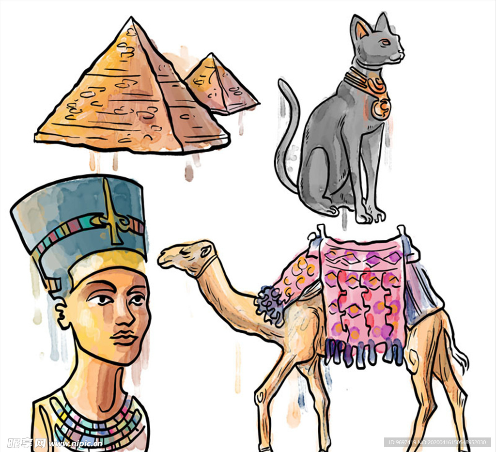 彩绘埃及元素