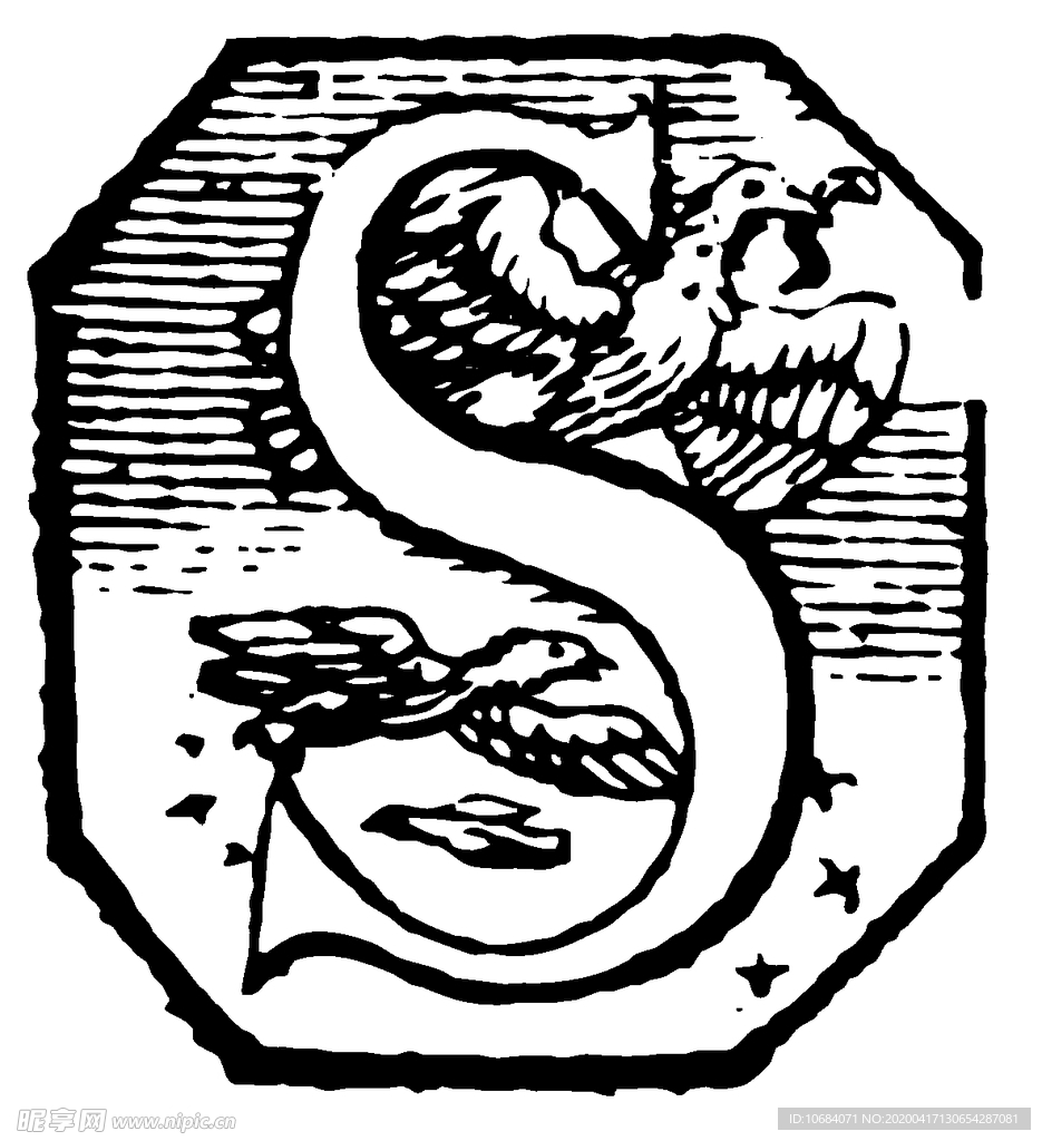 矢量英文复古装饰字母素材
