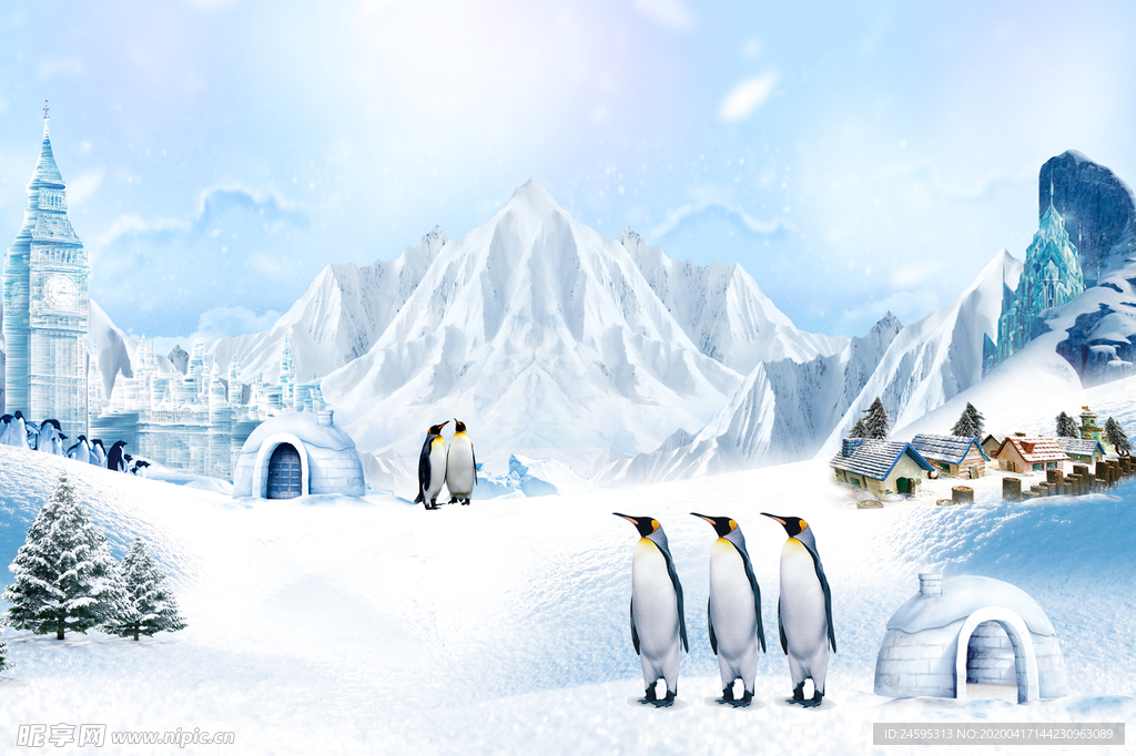 南极企鹅 雪地城堡 地产活动