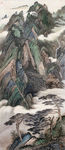 大山 画 山水树 美景 图