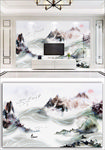新中式水墨山水背景墙