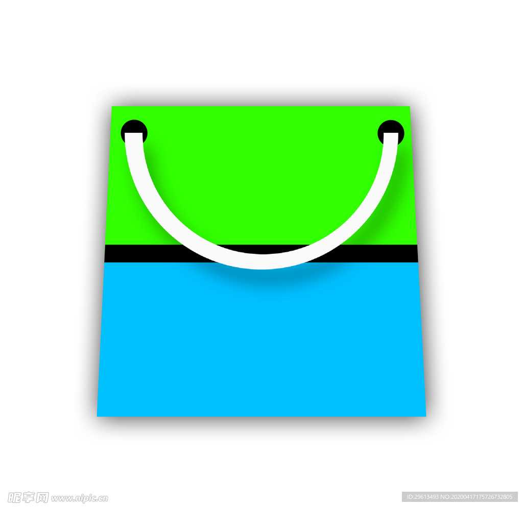 绿蓝双色梯形购物袋
