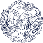 龙凤飞翔青花瓷图案