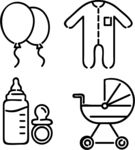 婴幼儿用品线稿矢量图