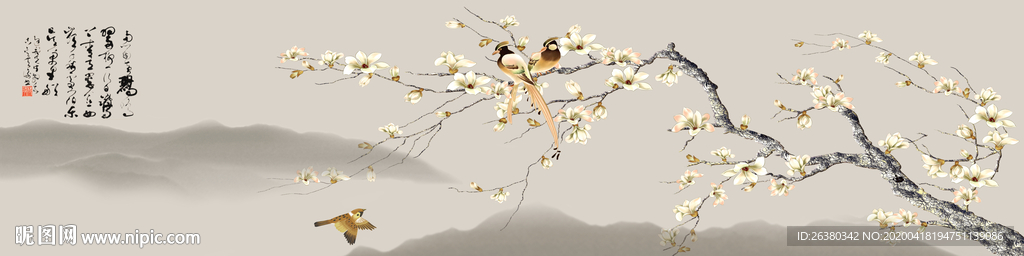 新中式床头花鸟