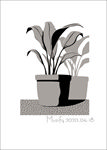 植物盆栽 黑白插画