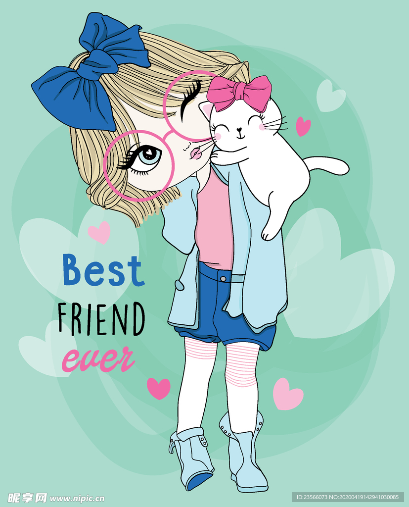 可爱卡通潮流少女插画
