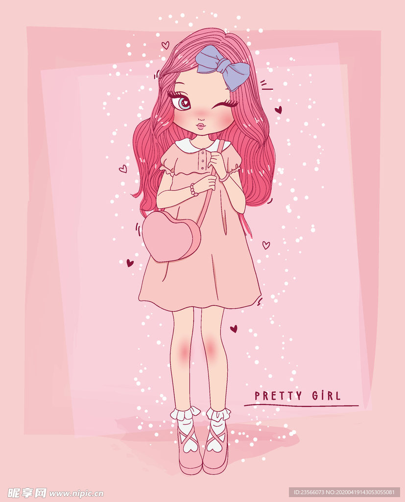 可爱卡通潮流少女插画