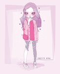 可爱卡通潮流少女插画