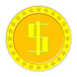 五角星橙黄色塑料金币