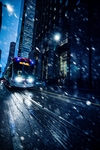 夜晚城市雪景