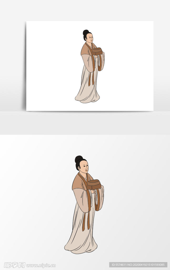 淡彩国画人物