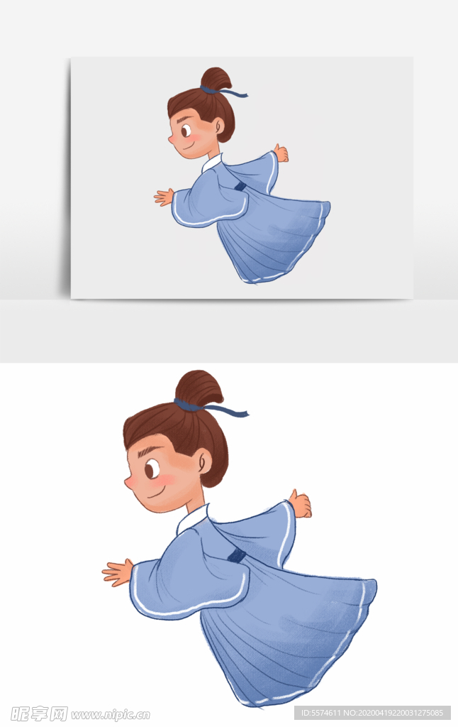 淡彩国画人物