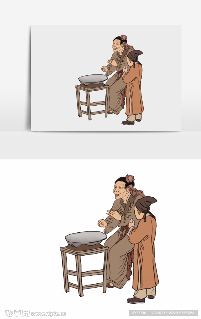 淡彩国画人物
