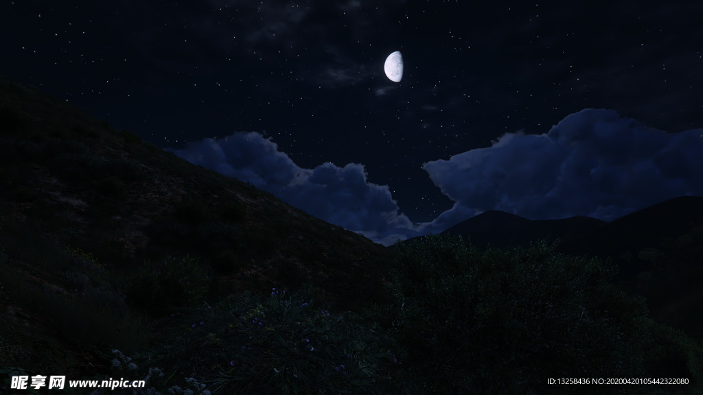 夜景月色群山风景背景