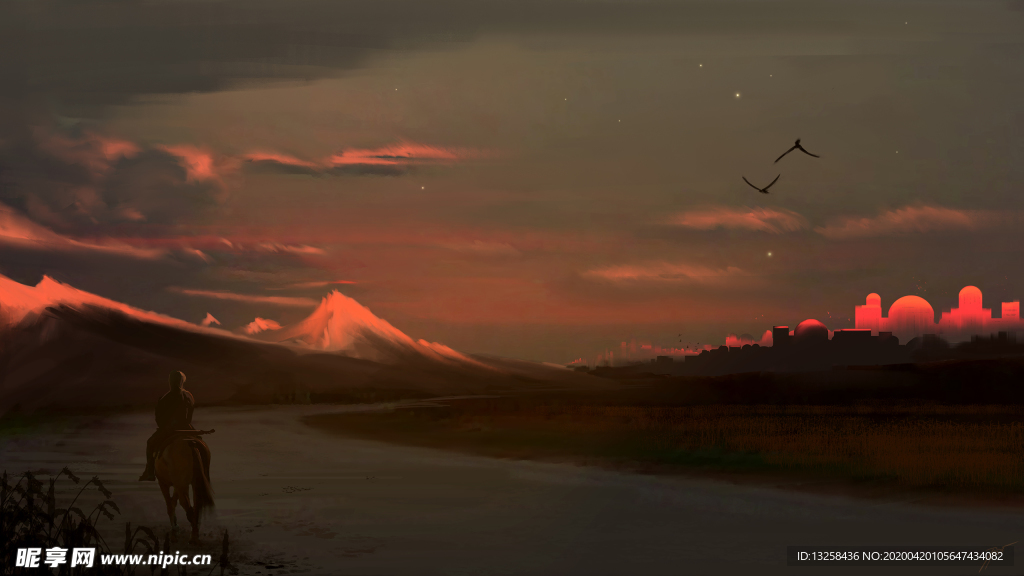 彩色动漫人物插画背景