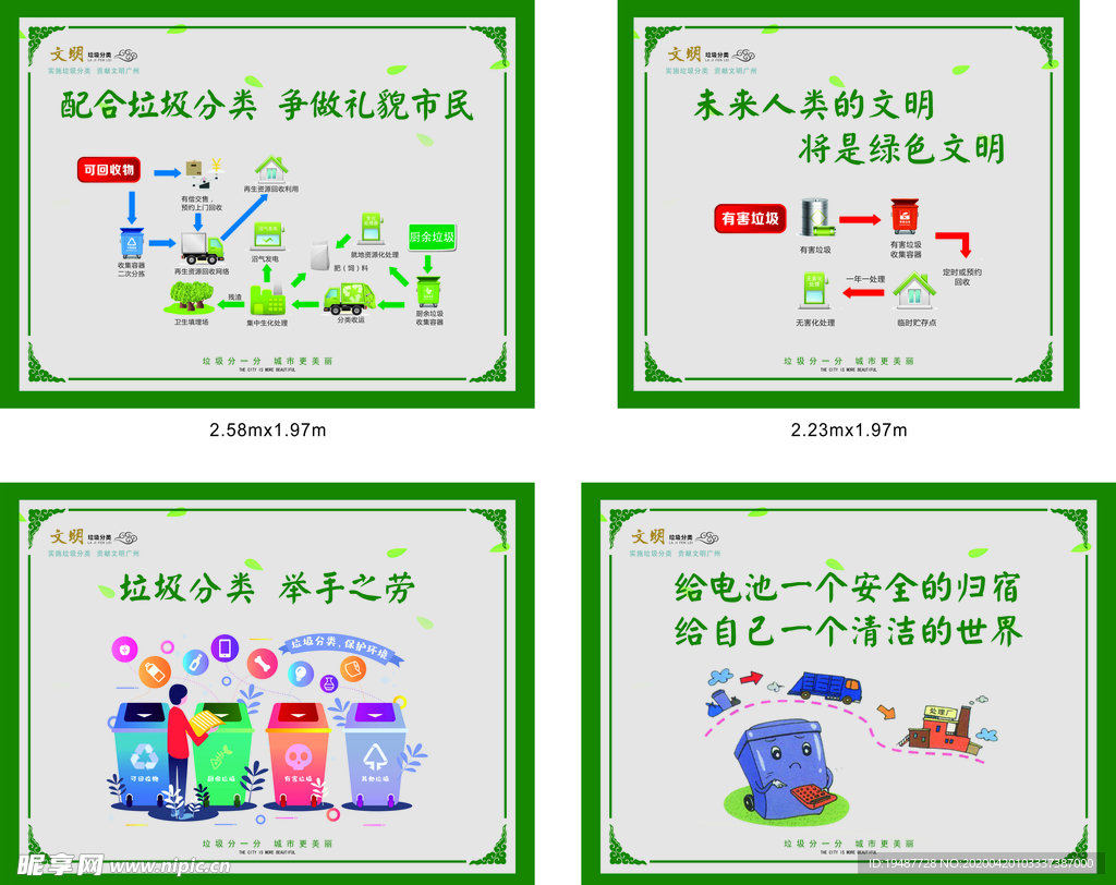 垃圾分类 标语 绿色  围档