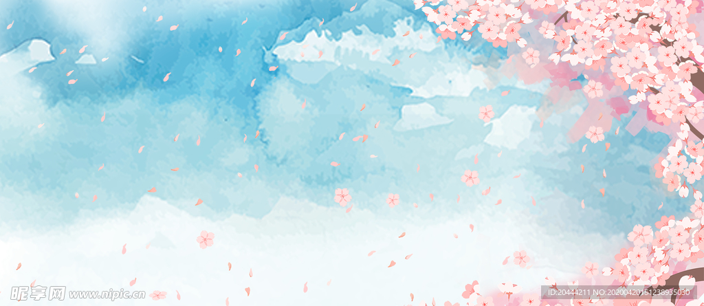 浪漫樱花落樱绘画背景