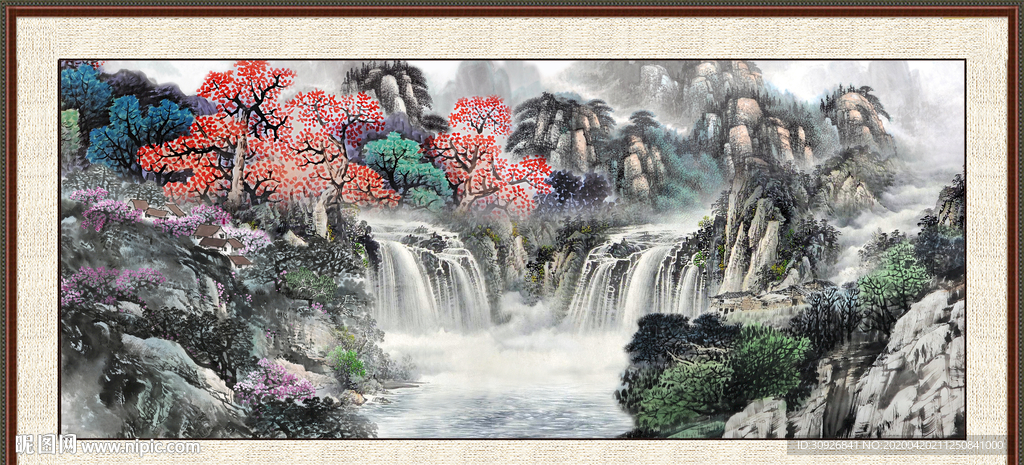 山水瀑布