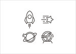 太空图标火箭星球宇航员UI设计