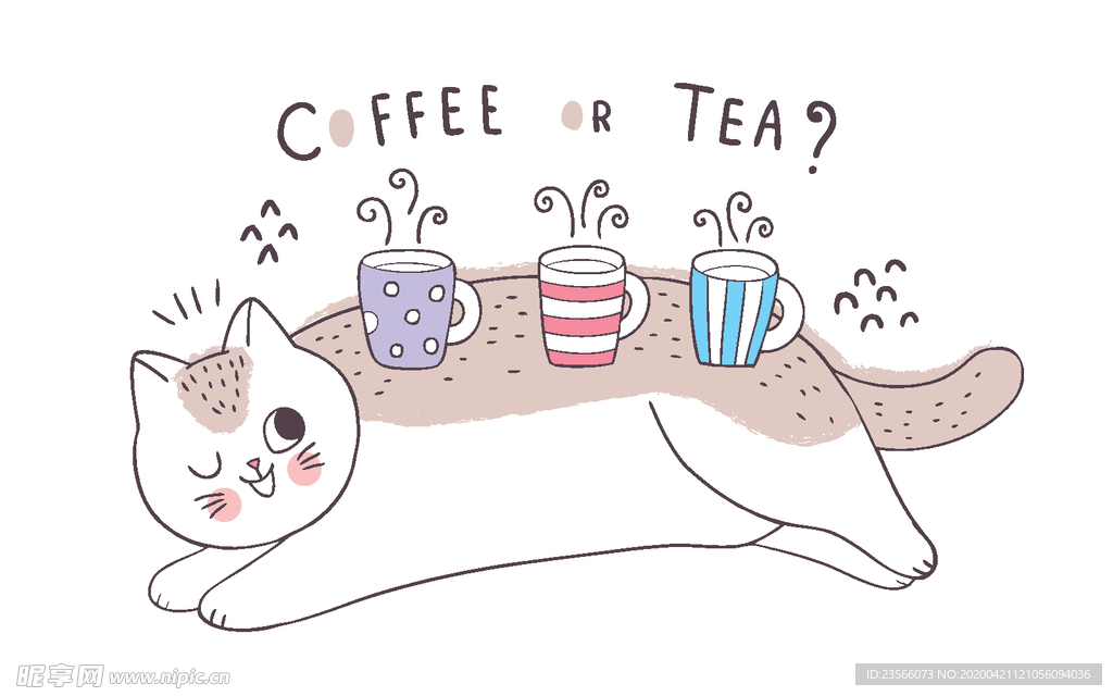 呆萌可爱小猫咪插画