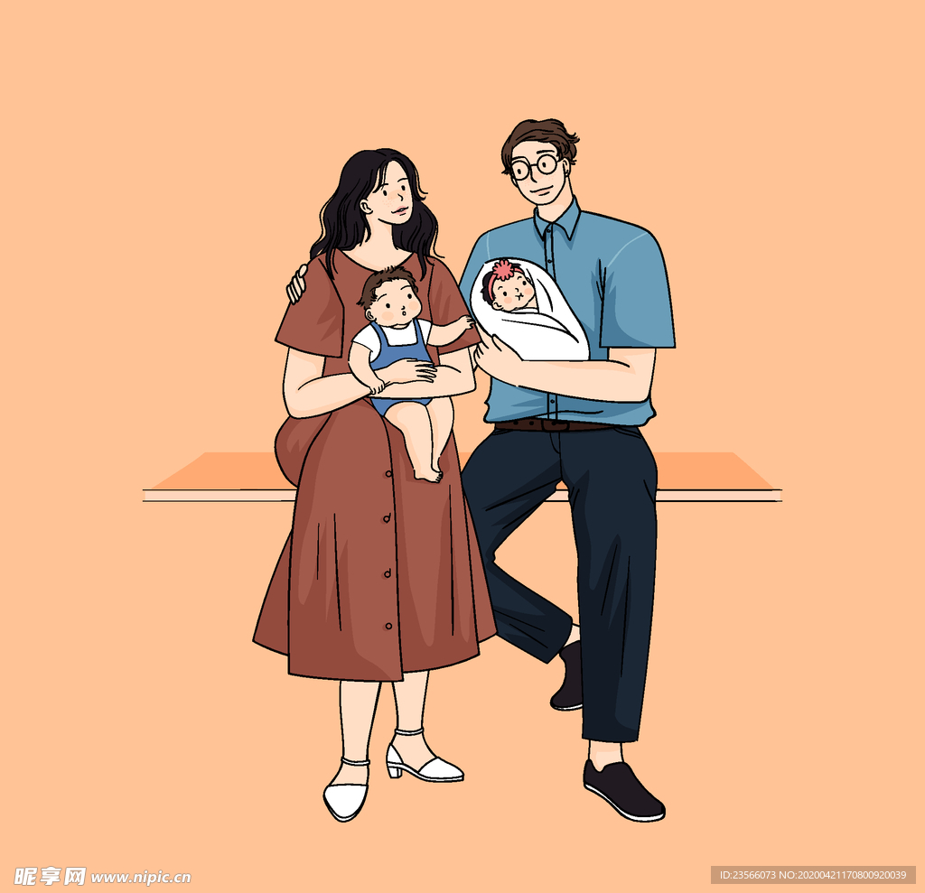 小清新人物男女插画