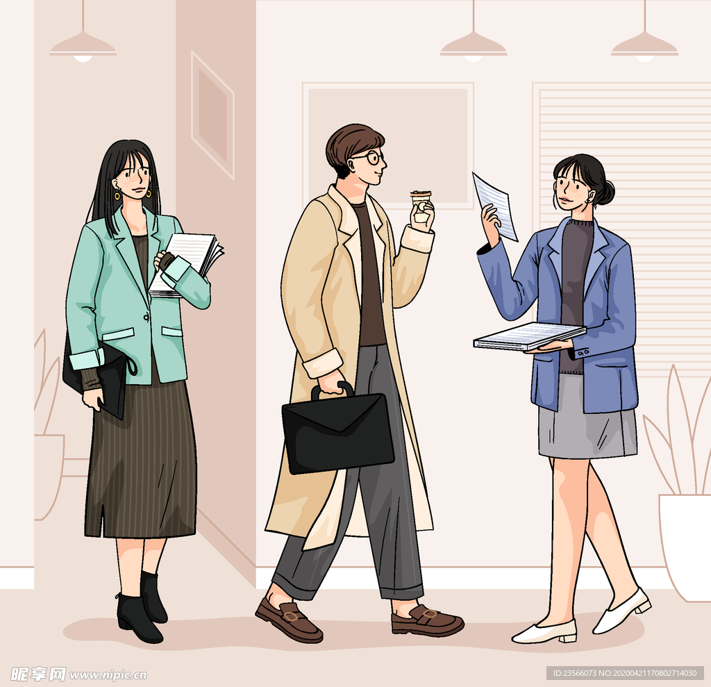 小清新人物男女插画
