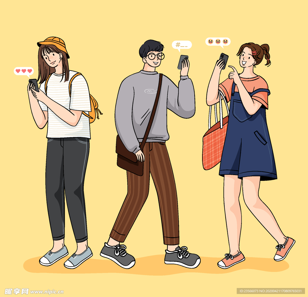 小清新人物男女插画