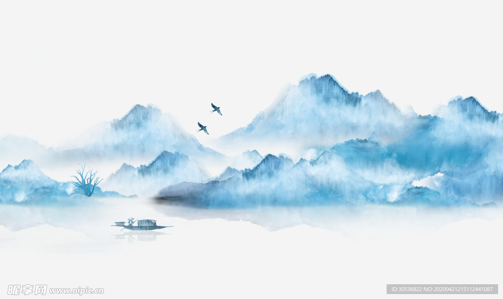 新中式水墨山水画