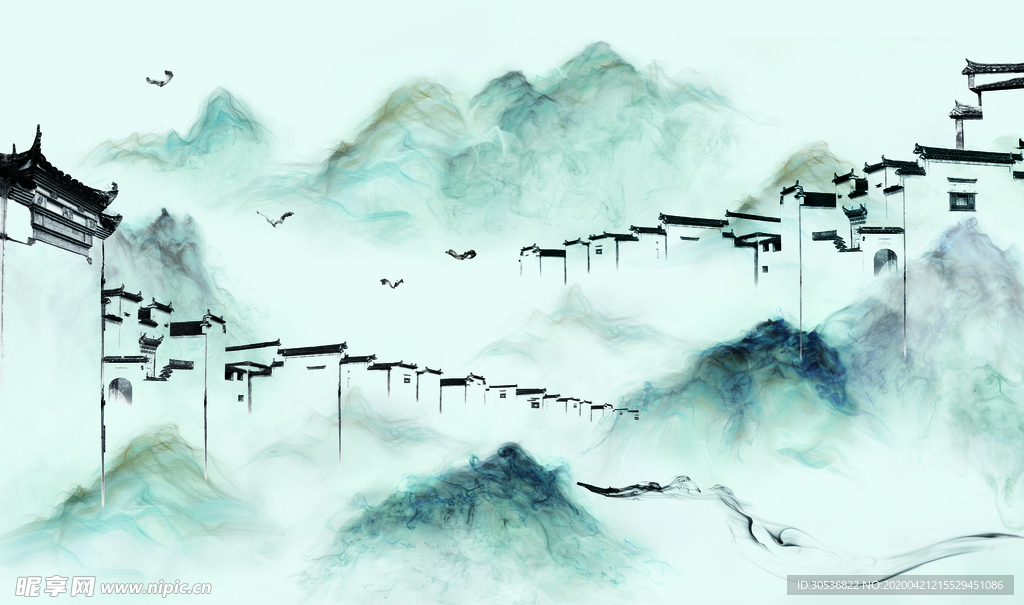新中式水墨山水画