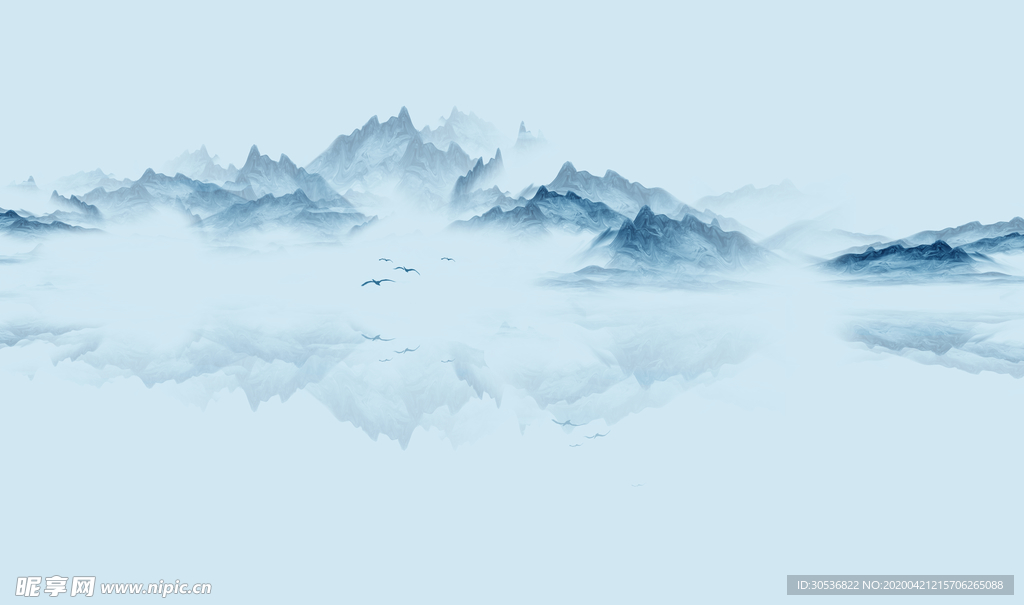 新中式水墨山水画