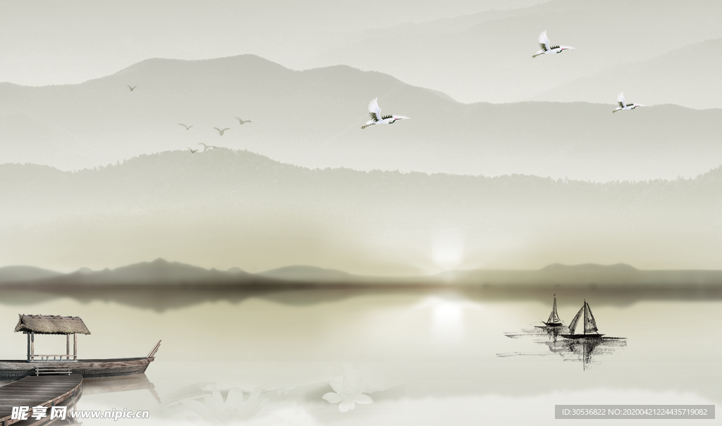 新中式水墨山水画