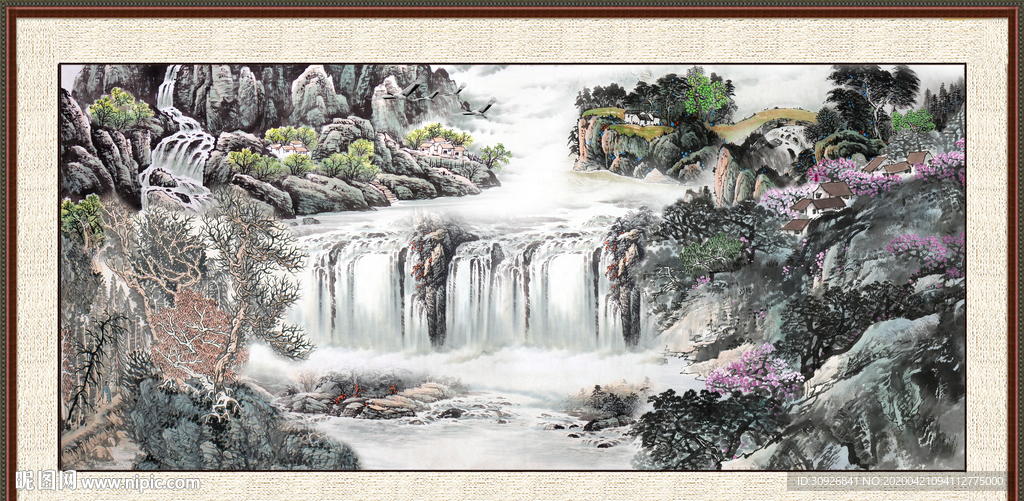 山水瀑布