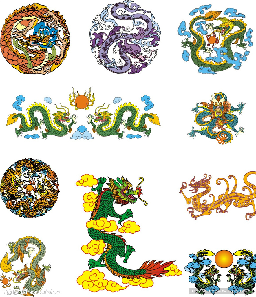 矢量手绘龙纹
