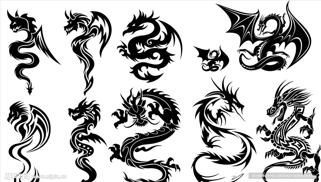 矢量手绘龙纹理