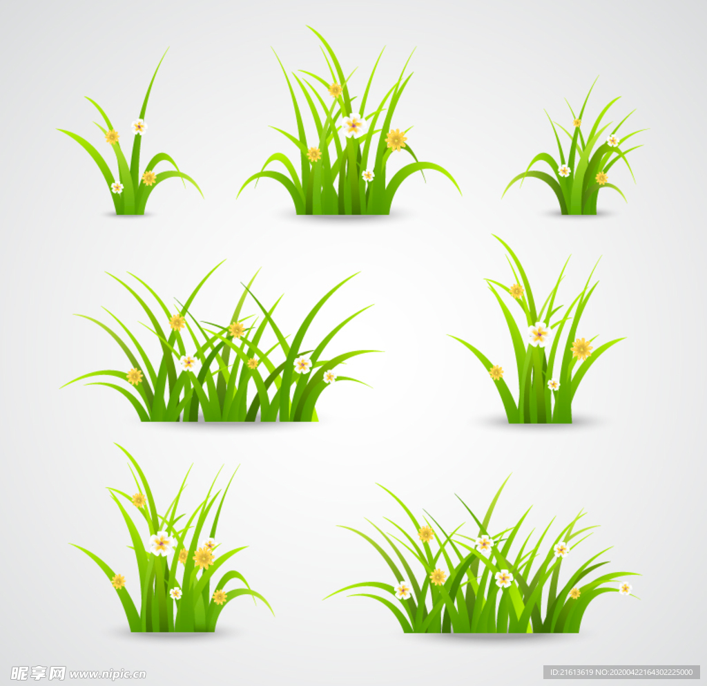 手绘绿色植物小草素材图片_装饰图案_设计元素-图行天下素材网