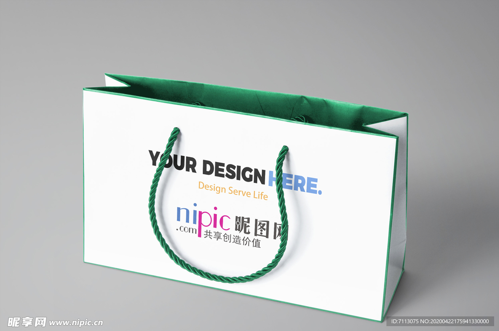 礼品纸袋样机 白色手提袋
