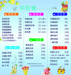 奶茶价目表 冷饮  甜品类