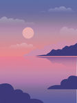 噪点渐变海景插画背景