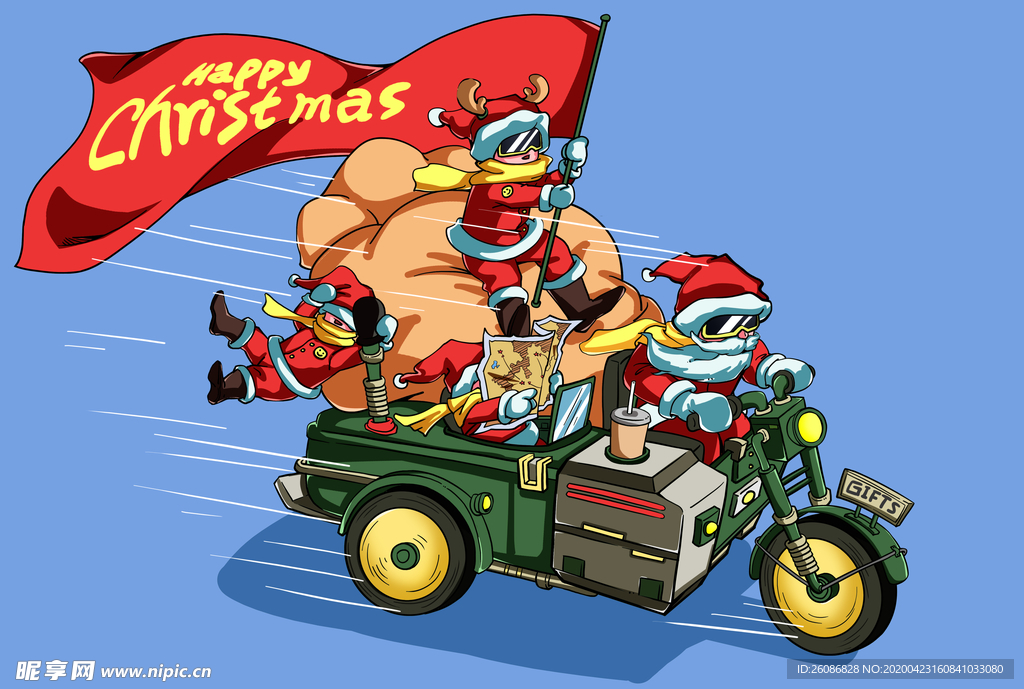 骑三轮车的圣诞老人