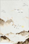 中国风 水墨画 山间小镇 古风
