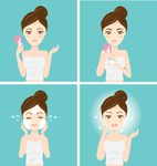 女孩做面膜保养插画