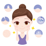 女孩做面膜保养插画
