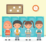 学生学校生活场景插画