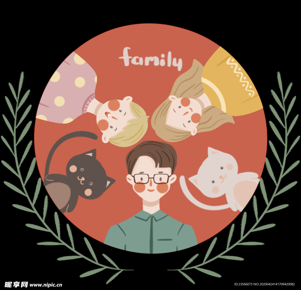 一家人插画装饰图案